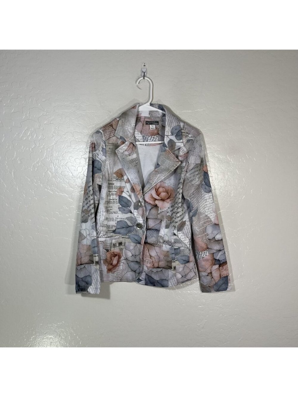 Dolcezza Blazer Jacket Womens Small Multicolor Floral Art Print Button Front